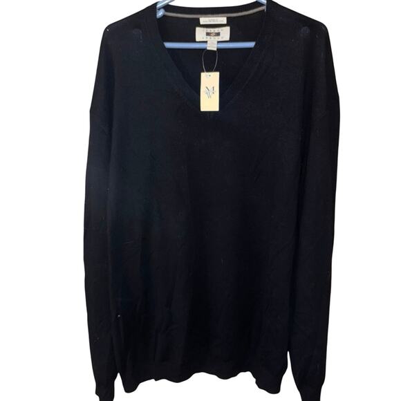 Joseph Abboud men’s black v-neck sweater extra fine merino wool NWT (size 4X) - Picture 1 of 5